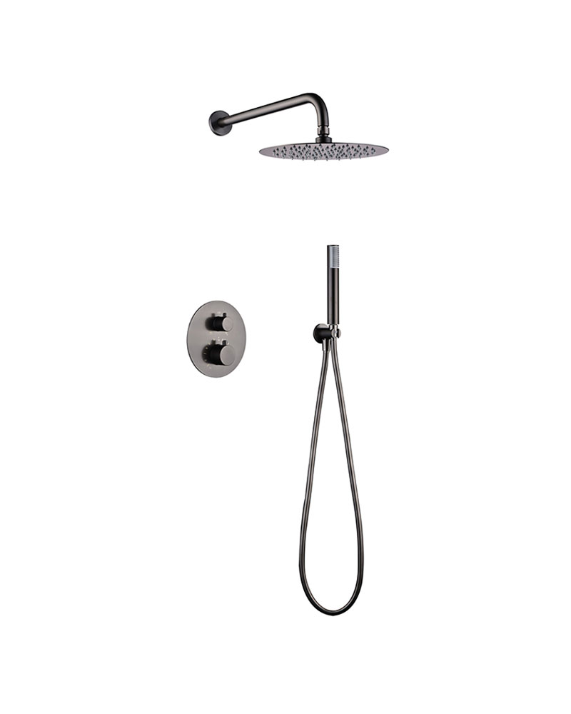 CONCEALED THERMOSTATIC SHOWER SET BLACK GUN METAL MONZA SERIES