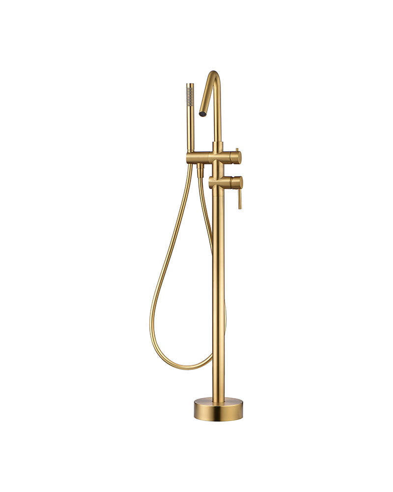CÓRCEGA SERIES – BRUSHED GOLD SINGLE-LEVER FREE-STANDING BATHTUB FAUCET