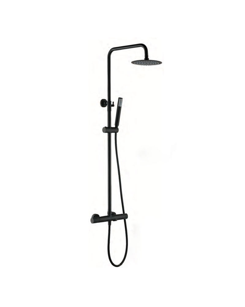 LINE SERIES – MATTE BLACK THERMOSTATIC BATHTUB AND SHOWER BAR