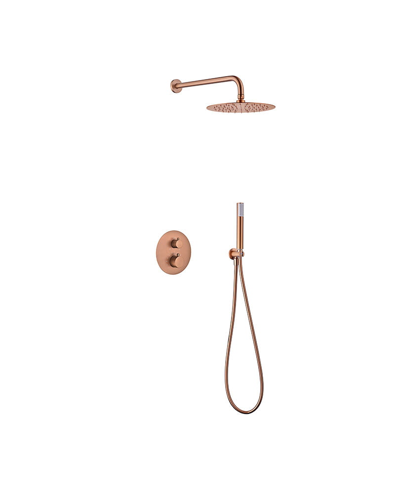 CONCEALED THERMOSTATIC SHOWER SET BRUSHED ROSE GOLD MONZA SERIES